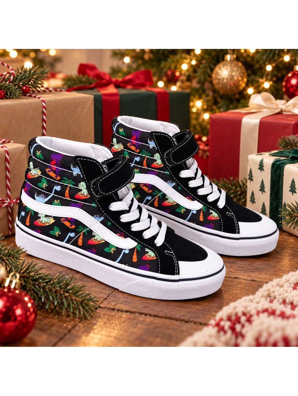 Vans Dino Sk8-Hi Reissue 138 V Kids US 4 Black Multicolor High Top VN0A4U1TARL